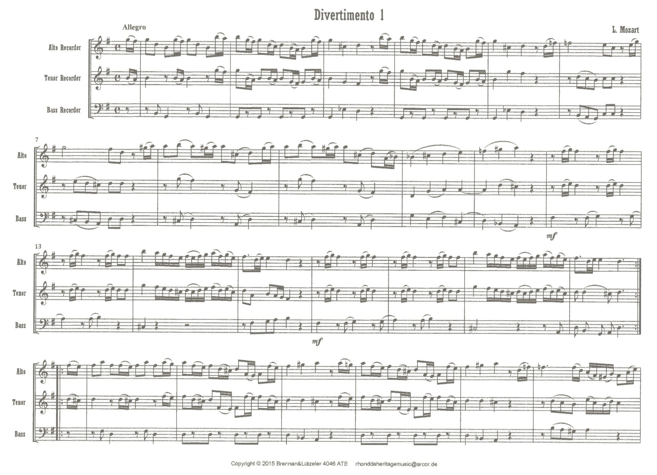Divertimento No. 1 in G Major for ATB Trio