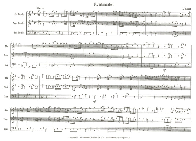 Divertimento No. 1 in G Major for ATB Trio