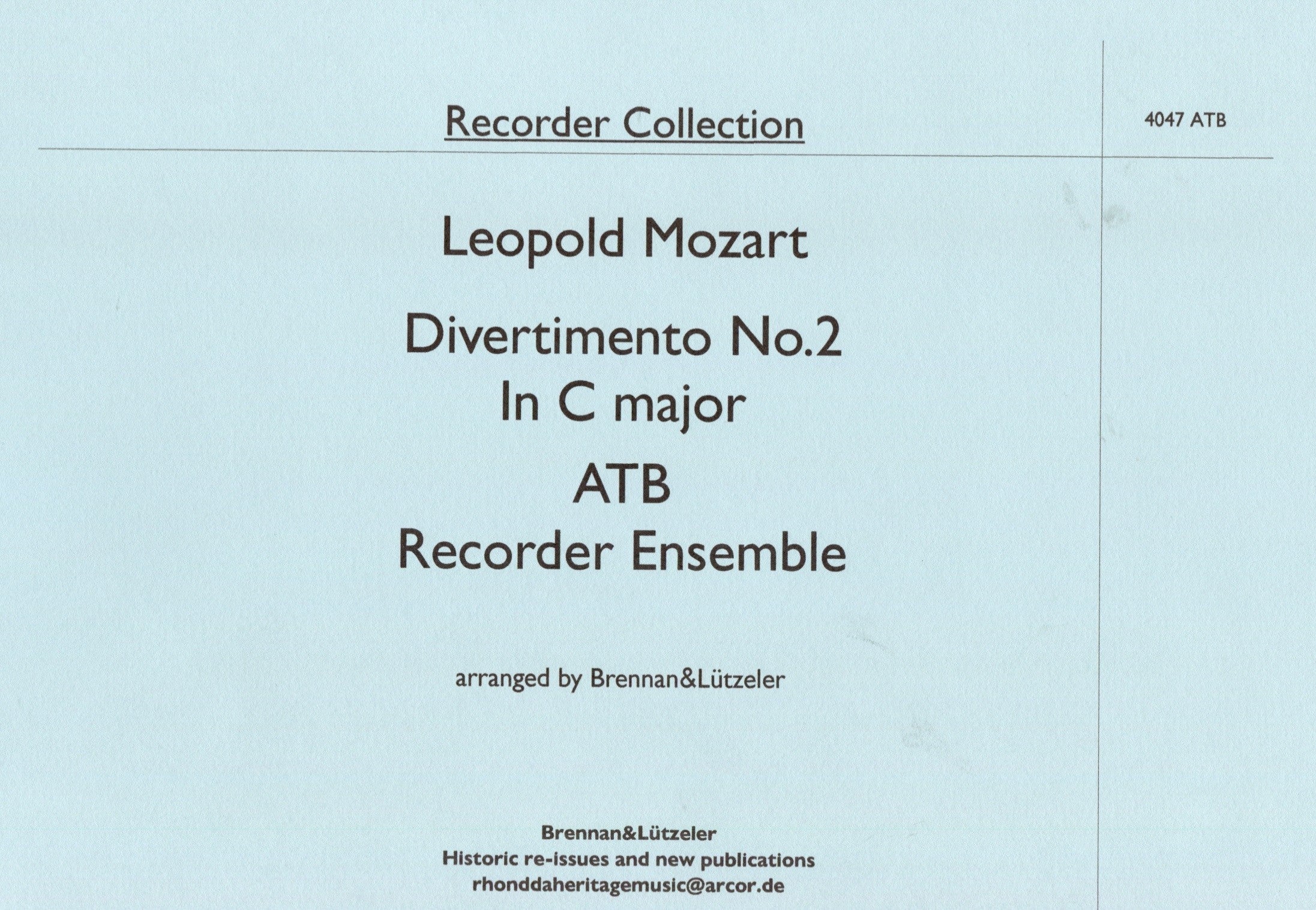Divertimento No. 1 in G Major for ATB Trio