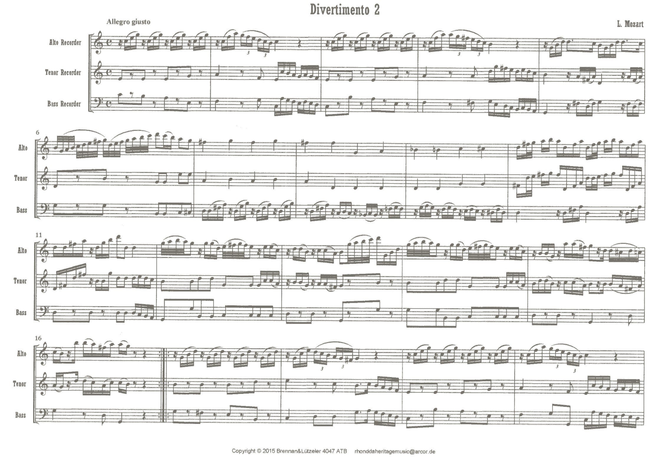Divertimento No. 1 in G Major for ATB Trio