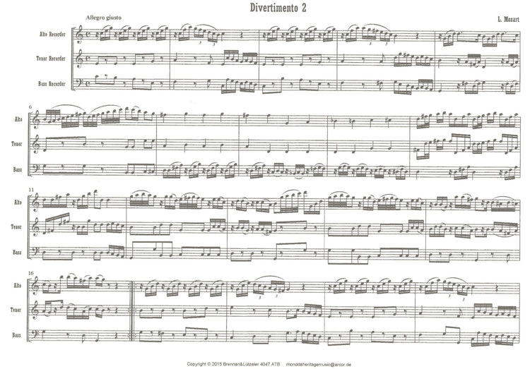 Divertimento No. 1 in G Major for ATB Trio