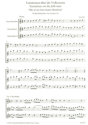 Variations on the Folk-tune, "Mir ist ein feins brauns Maidelein"