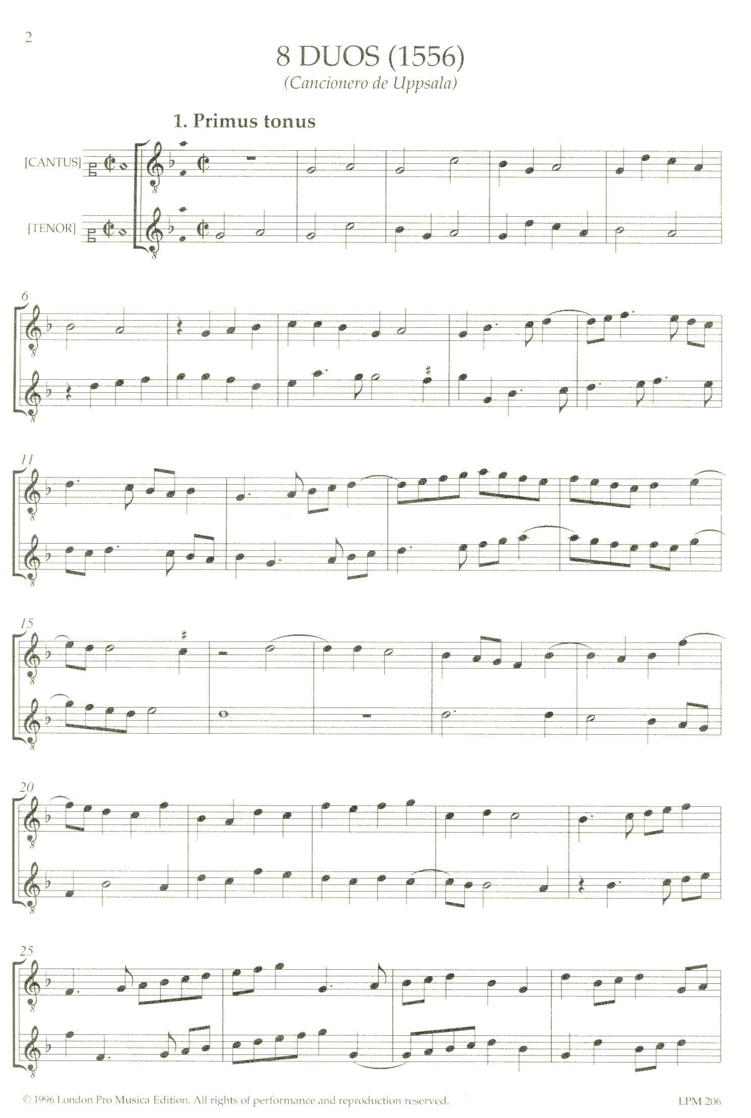 Eight Duos from the Cancionero de Uppsala