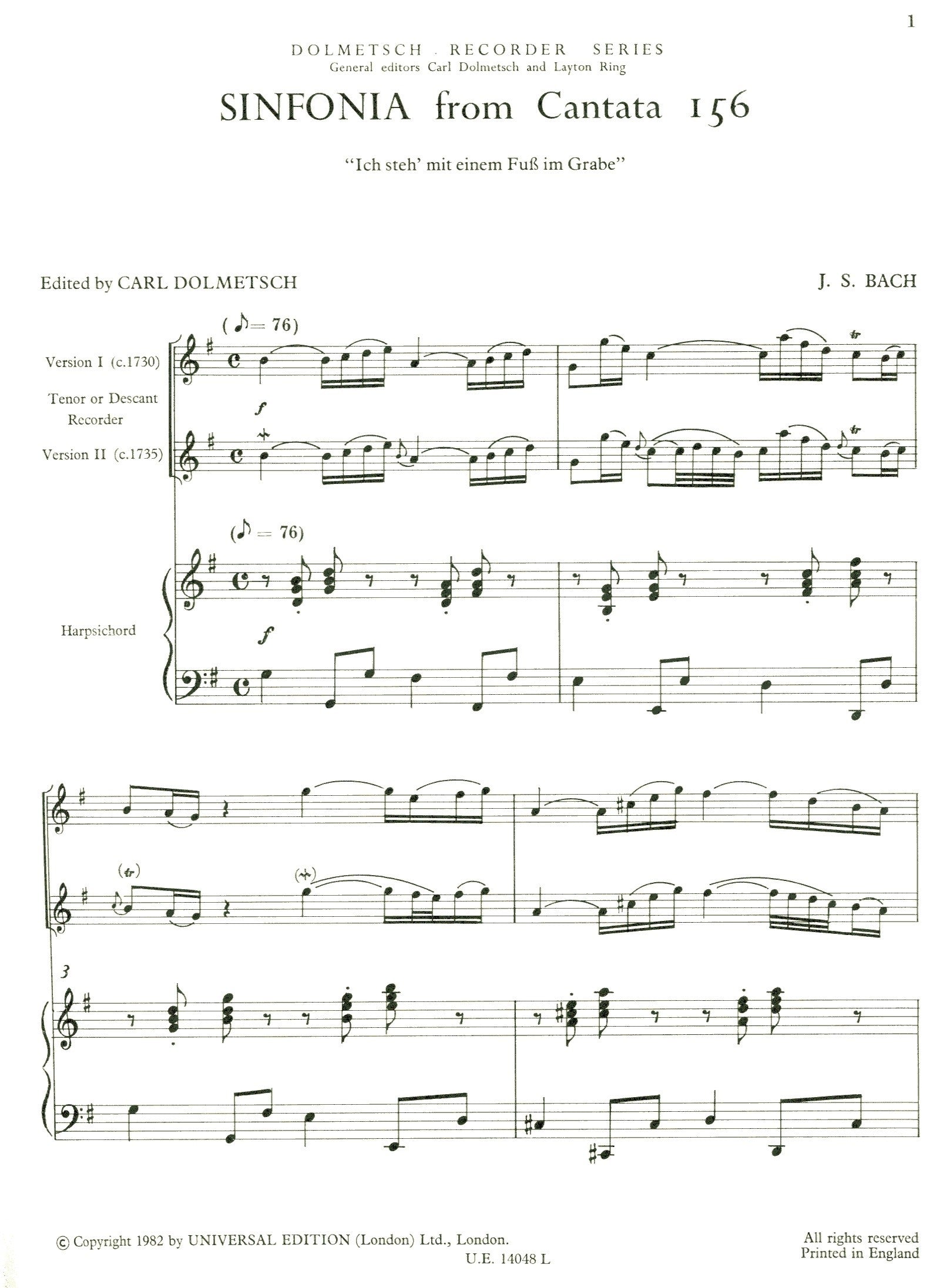 Sinfonia from Cantata 156