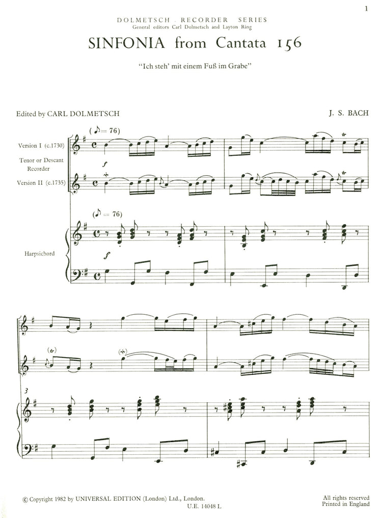 Sinfonia from Cantata 156