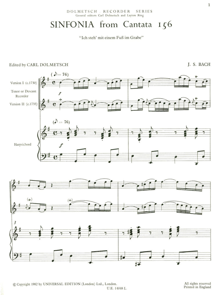 Sinfonia from Cantata 156