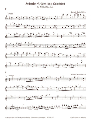 16 Etudes by Contemporary Composers for Alto Recorder