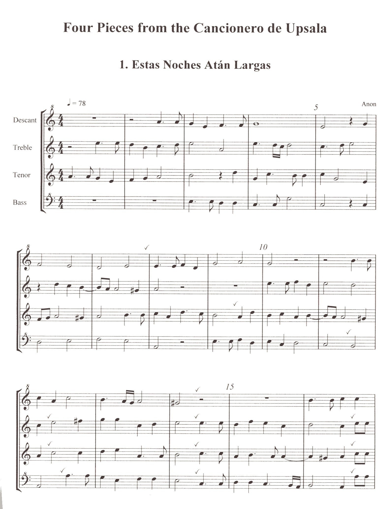 Four Pieces from Cancionero de Upsala