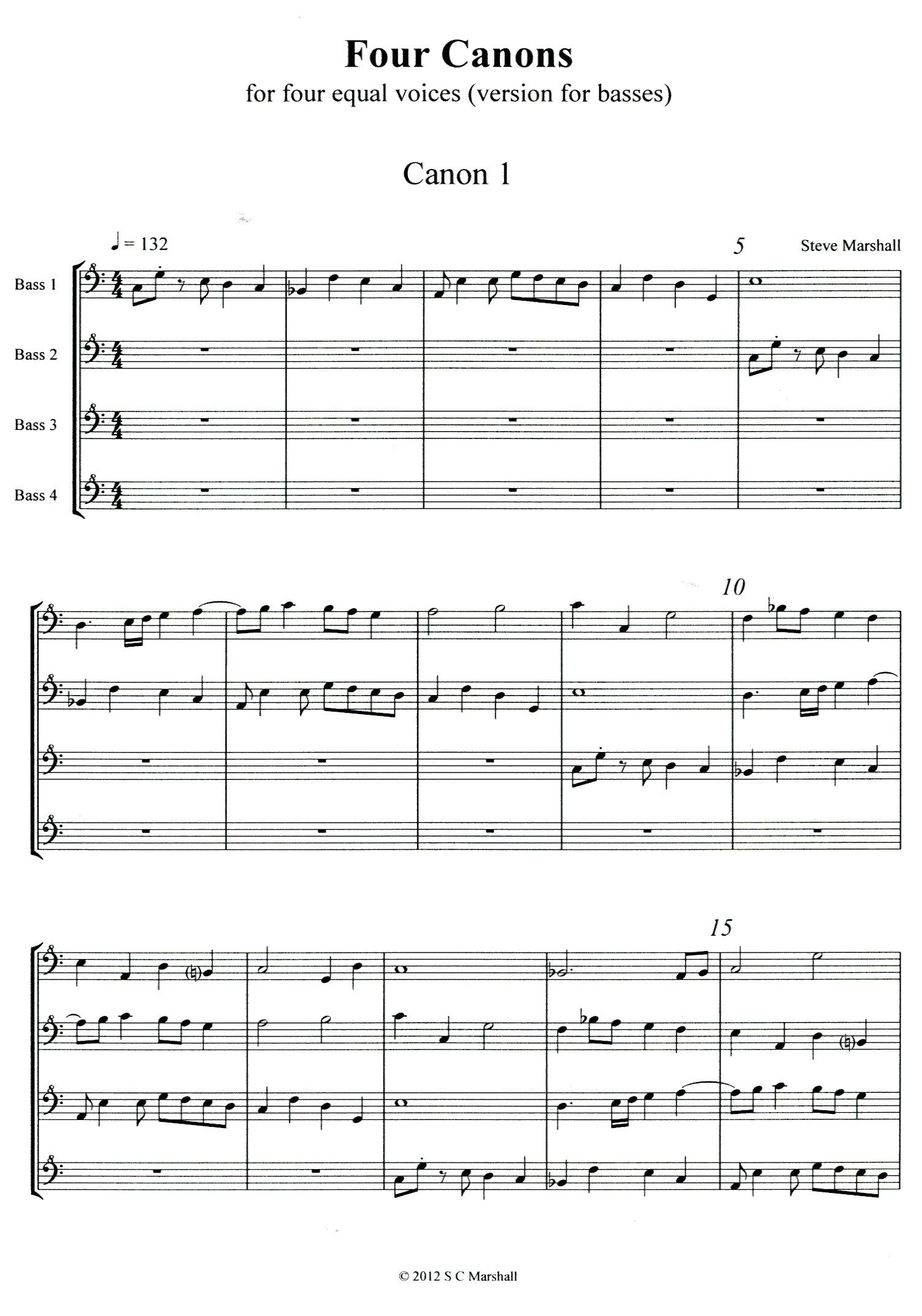 Four Canons for Four Bass Reorders