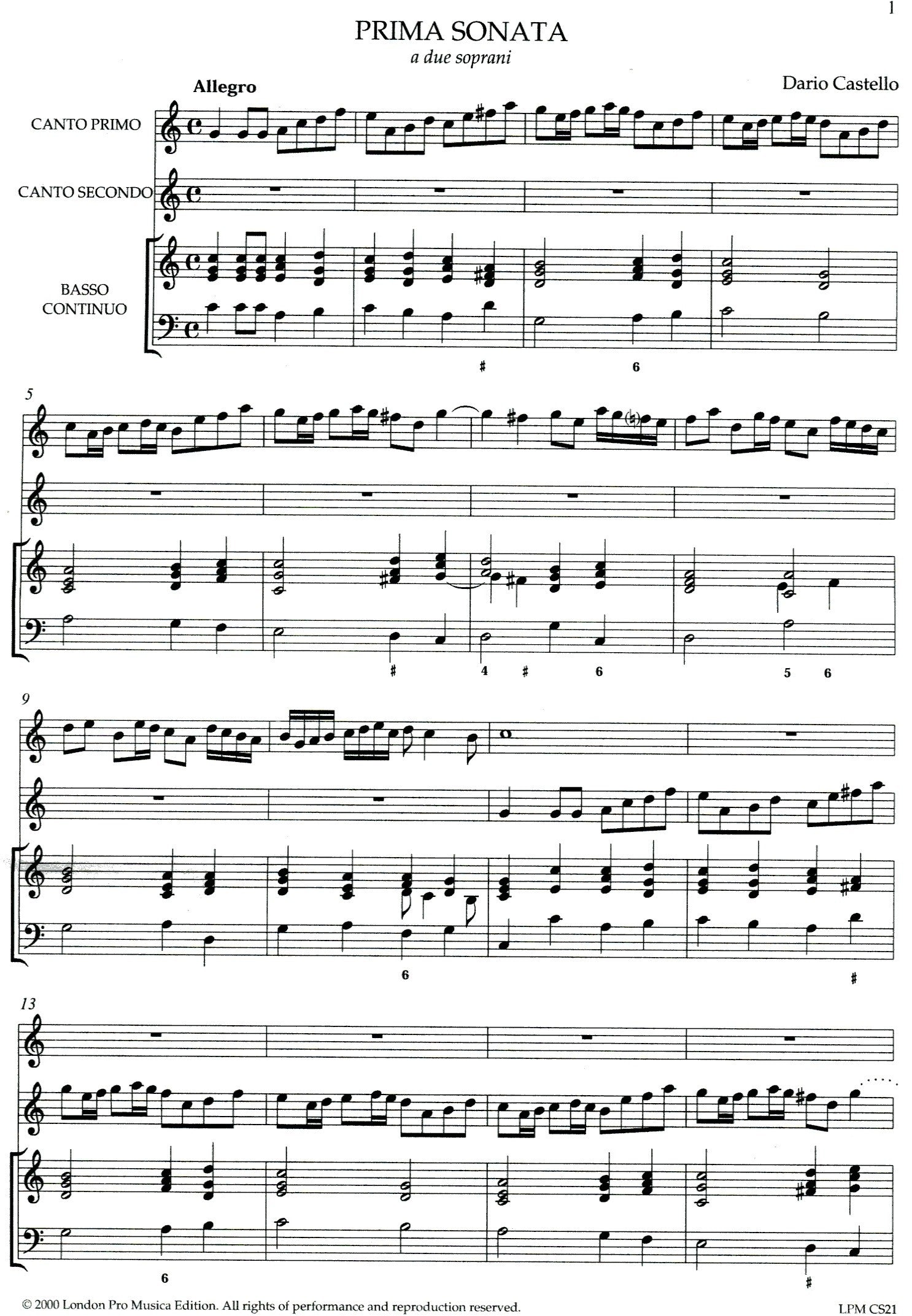 Three Sonatas Libro Primo