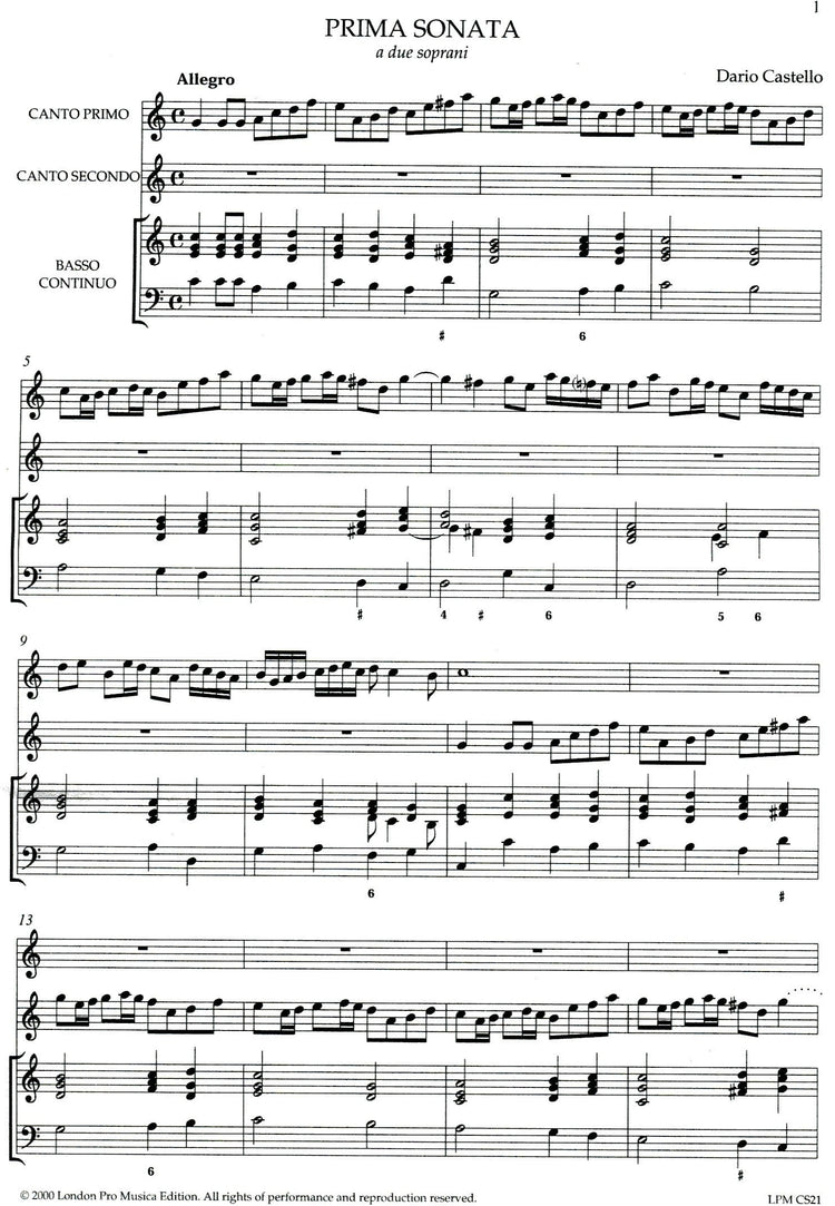 Three Sonatas Libro Primo