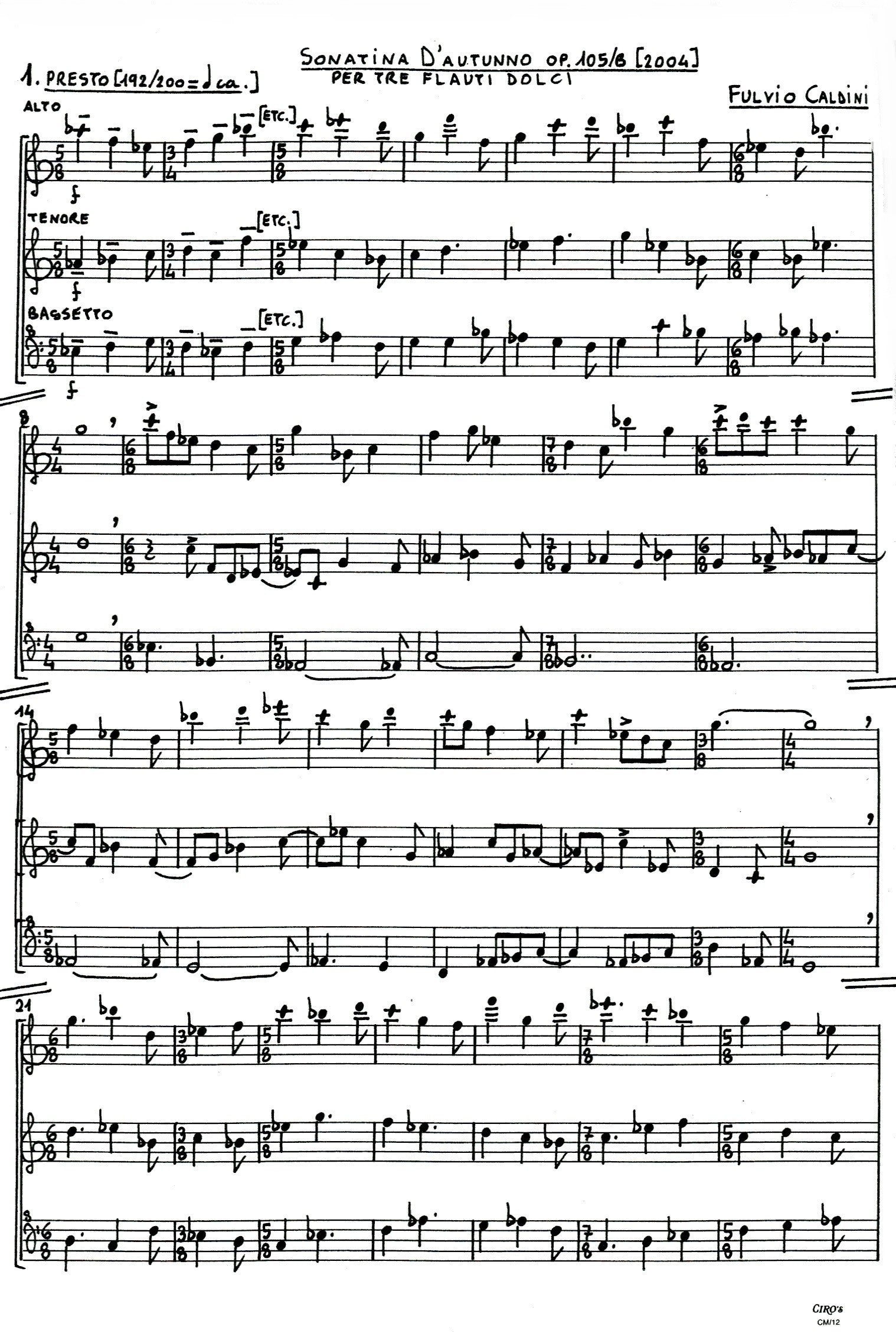 Sonatina d'autunno, Op. 105/B