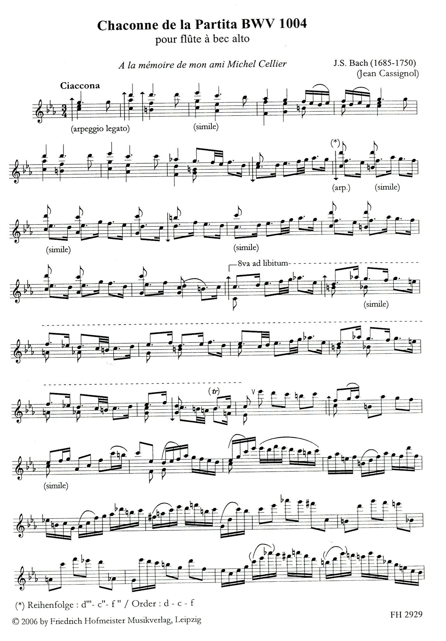 Chaconne de la Partita BWV 1004