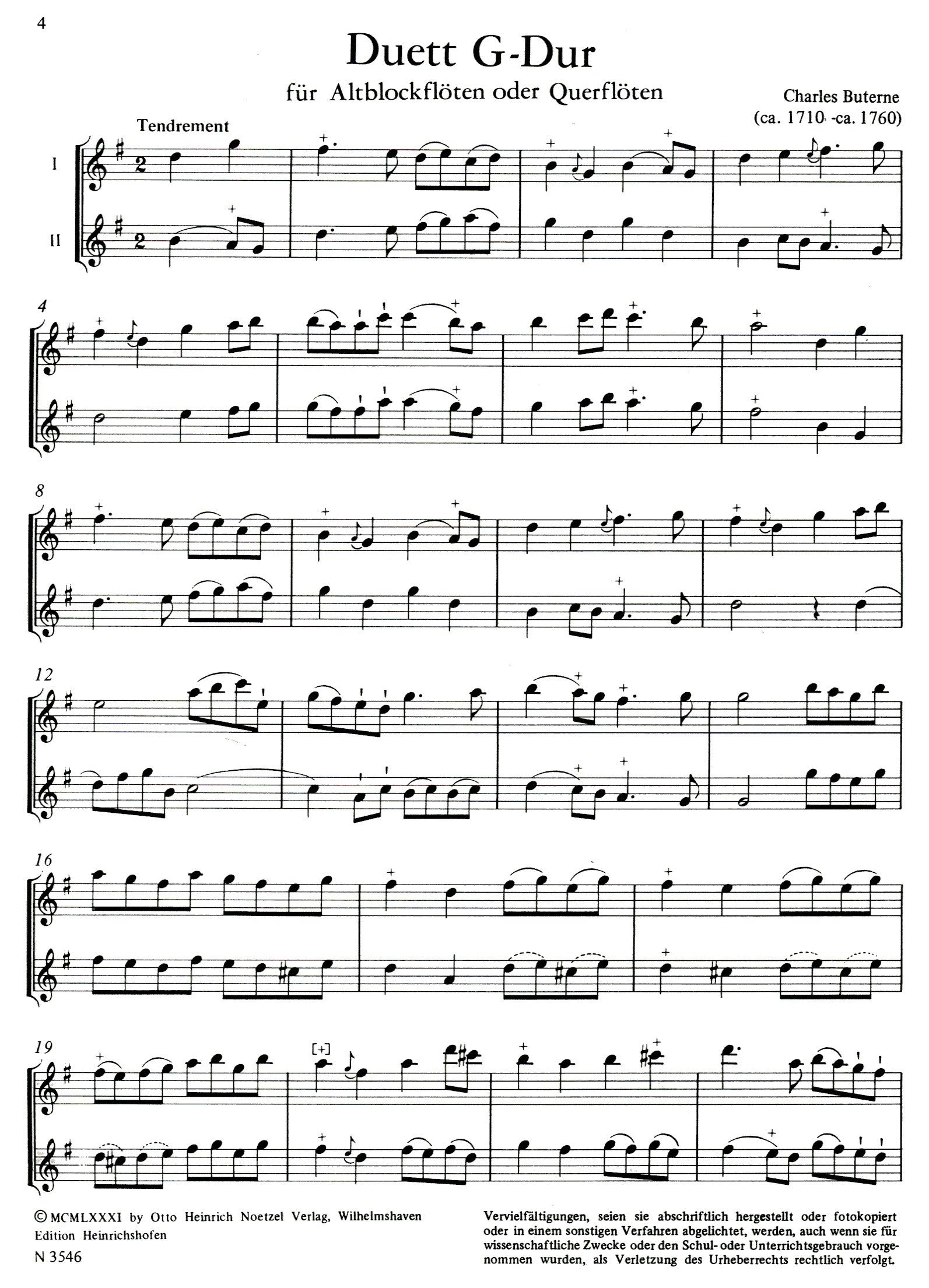 Two Duets for Treble Recorders