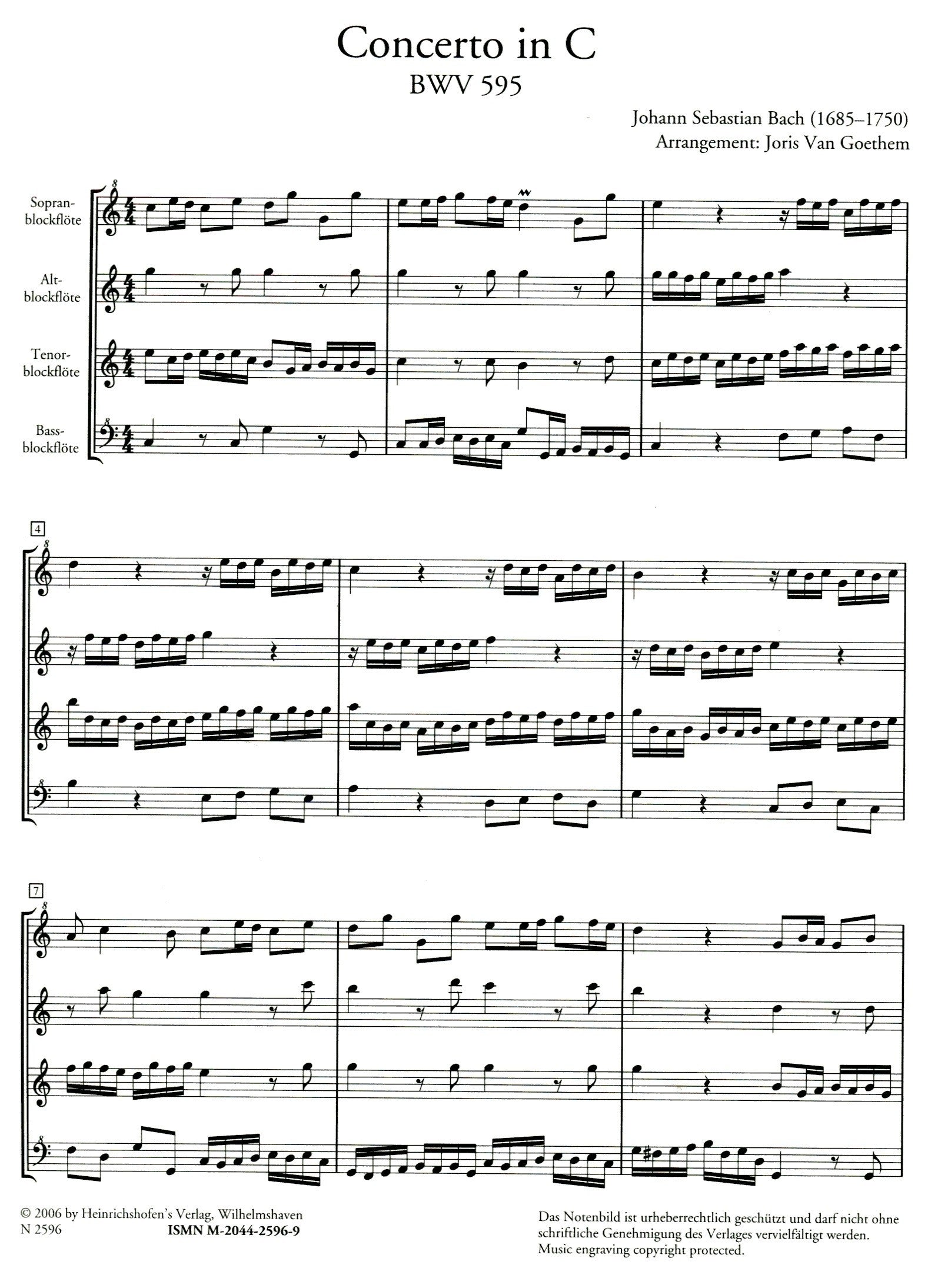 Concerto in C BWV 595 and Fuga in C BWV 545