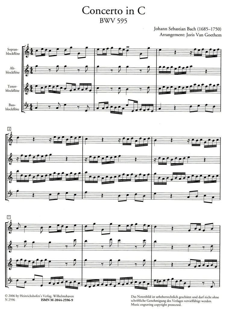 Concerto in C BWV 595 and Fuga in C BWV 545