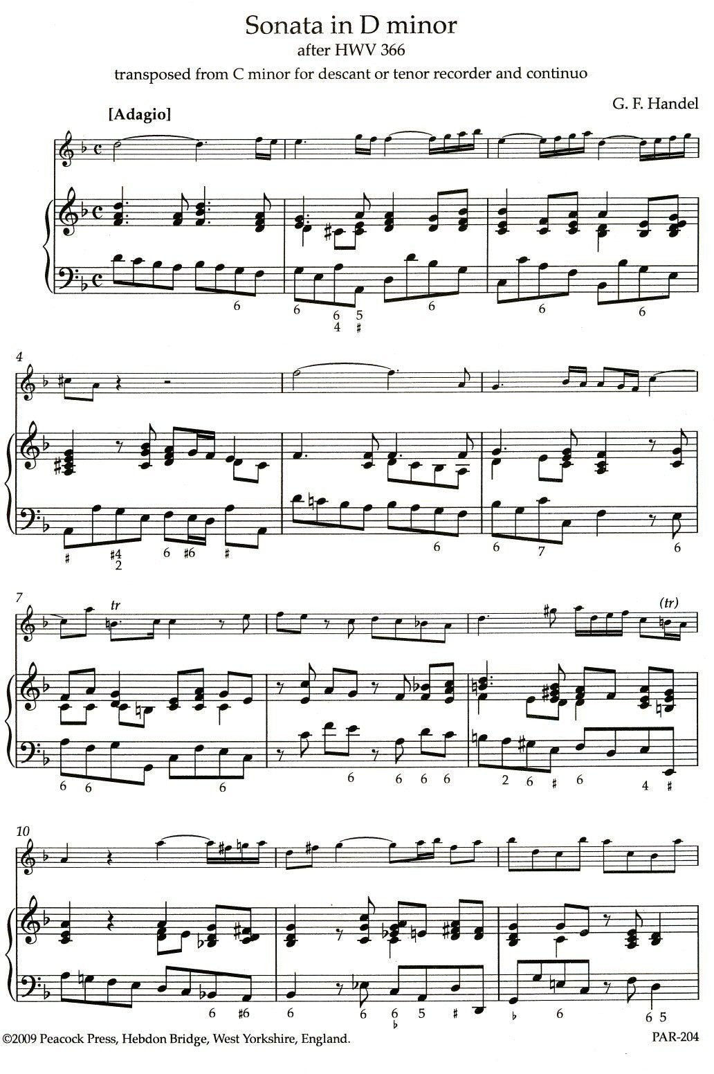 Sonata in d minor after HWV 366