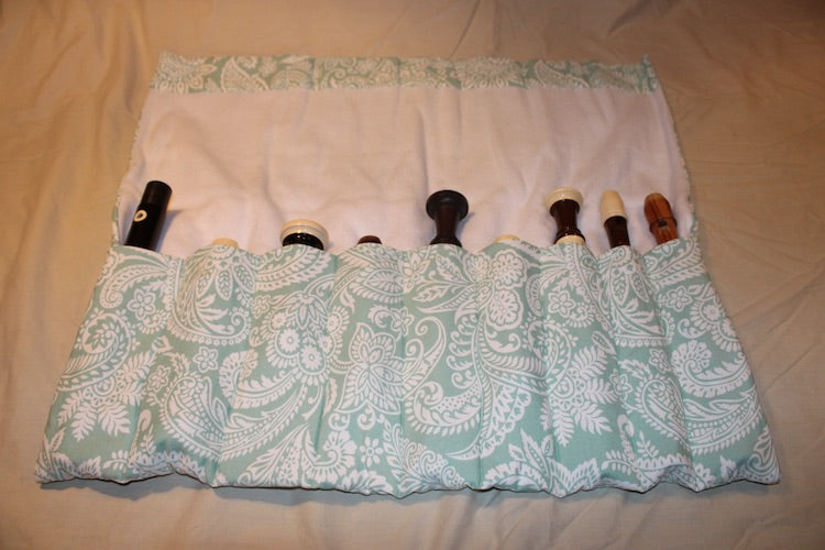 Handmade Recorder Roll (Aqua floral)