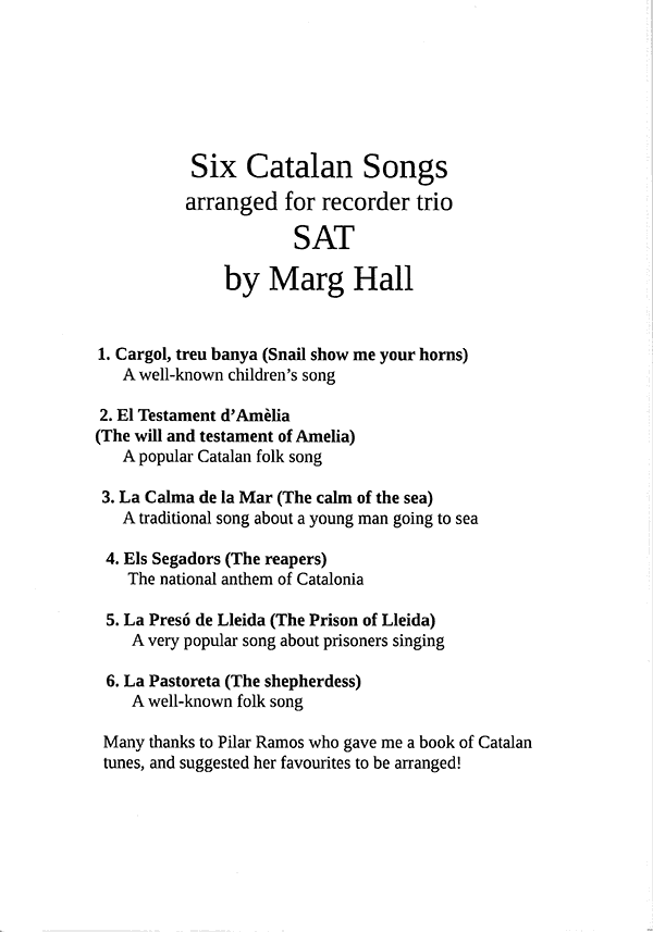 Six Catalan Songs